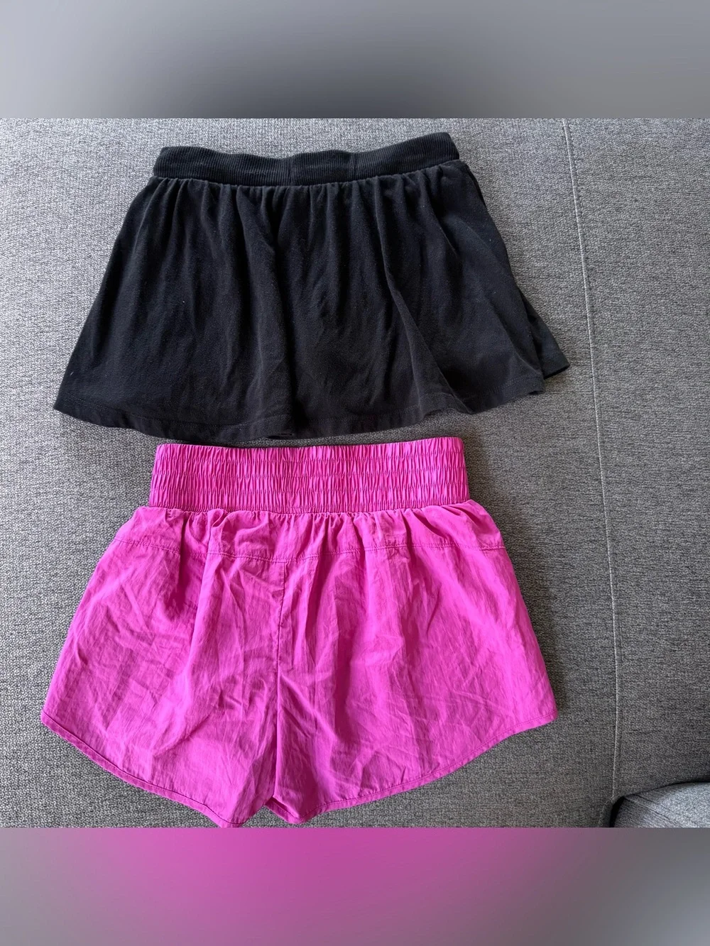 Girls bundle 2PC Set Black Skort Skirt Bright Pink Athletic Shorts L 10-12